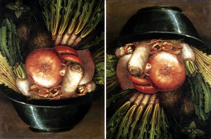 ジュゼッペ・アルチンボルド「野菜籠あるいは庭師」1590年ごろ